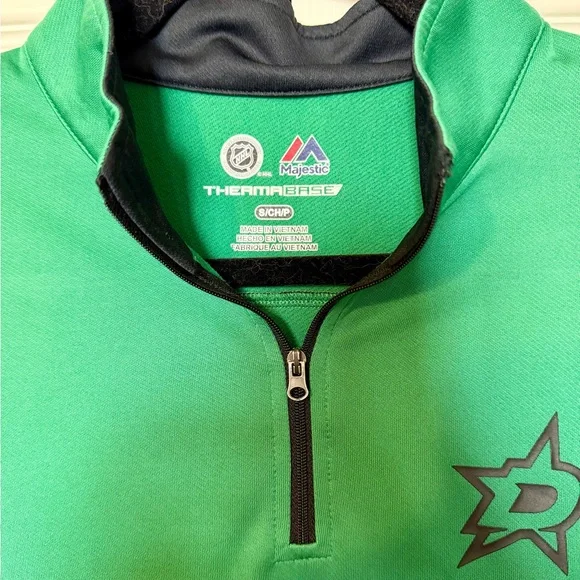 Dallas Stars NHL Green Men’s Small Quarter-Zip Pullover -Majestic Thermabase EUC - Picture 4 of 5